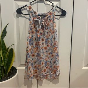 Joie 100% silk floral tie front tank